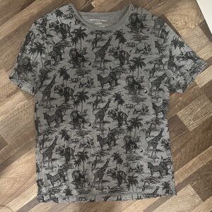 Banana Republic Gray Animal Print Short Sleeve Tee